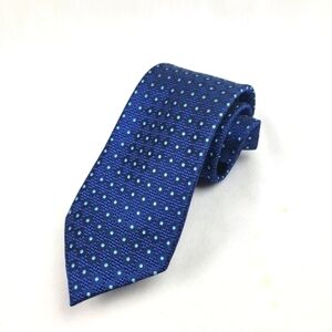 Saks Fifth Ave Black label blue polkadot slim silk tie